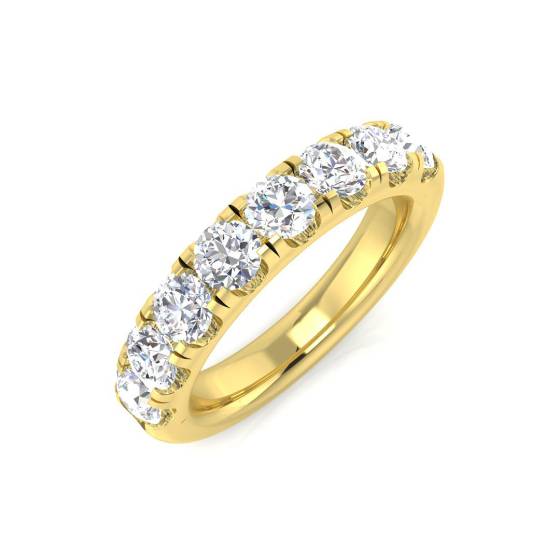 1.52ct VS/F Round cut Lab Grown Diamond Half Eternity Ring in 18k Yellow Gold