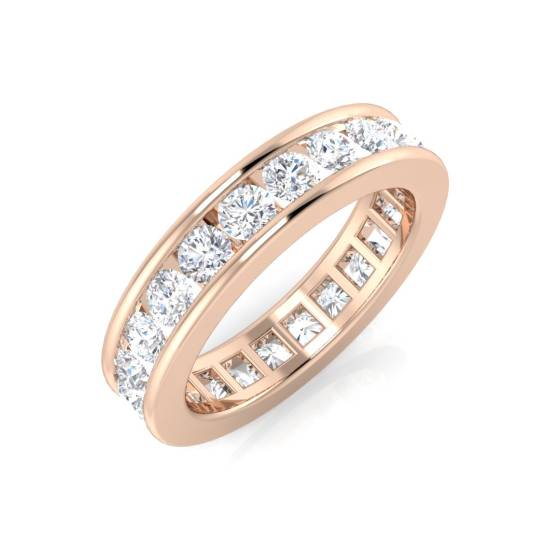 2.00ct SI1/G Round cut Diamond Full Eternity Ring in 18k Rose Gold