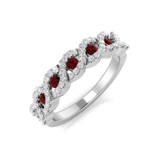 0.60ct SI1/G Round cut Ruby Gemstone Ring in 18k White Gold