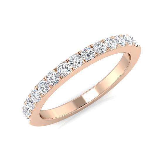 0.35ct SI1/G Round cut Diamond Half Eternity Ring in 18k Rose Gold