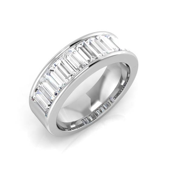 1.30ct SI1/G Baguette cut Diamond Half Eternity Ring in 18k White Gold