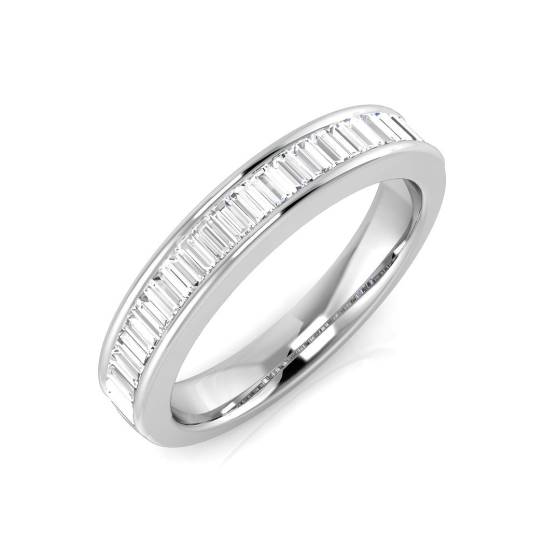 0.69ct SI1/G Baguette cut Diamond Half Eternity Ring in Platinum