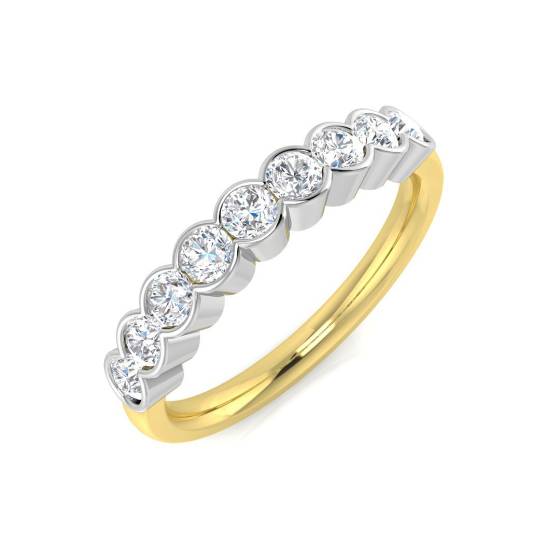 0.60ct VS/F Round cut Lab Grown Diamond Half Eternity Ring in 18k Yellow Gold