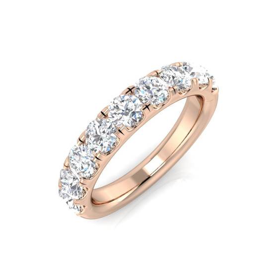 1.33ct SI1/G Round cut Diamond Half Eternity Ring in 18k Rose Gold