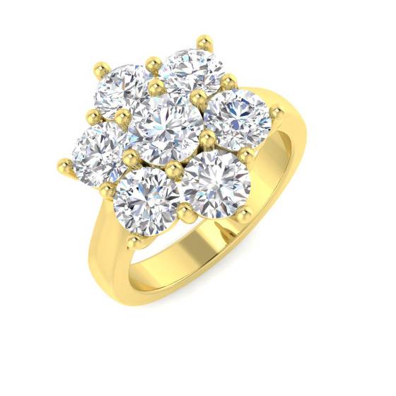 3.10ct SI1/G Round cut 7 Stone Diamond Ring in 18k Yellow Gold