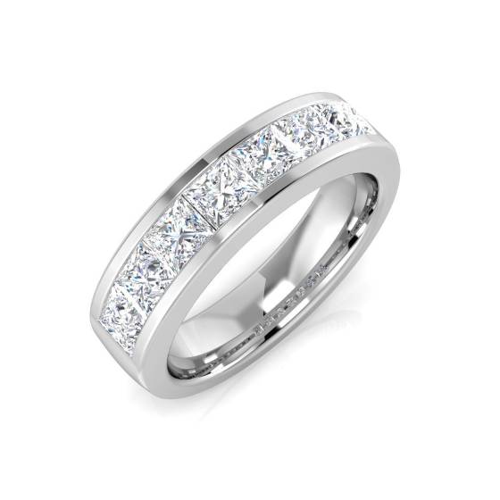 1.09ct SI2/G Princess cut Diamond Half Eternity Ring in 18k White Gold