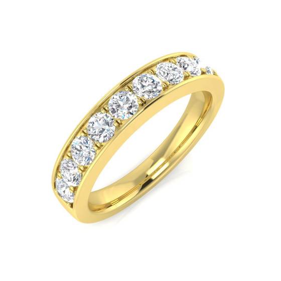 0.73ct SI2/G Round cut Diamond Half Eternity Ring in 18k Yellow Gold