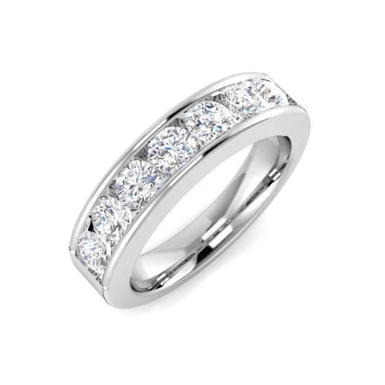 0.98ct VS/F Round cut Lab Grown Diamond Half Eternity Ring in Platinum