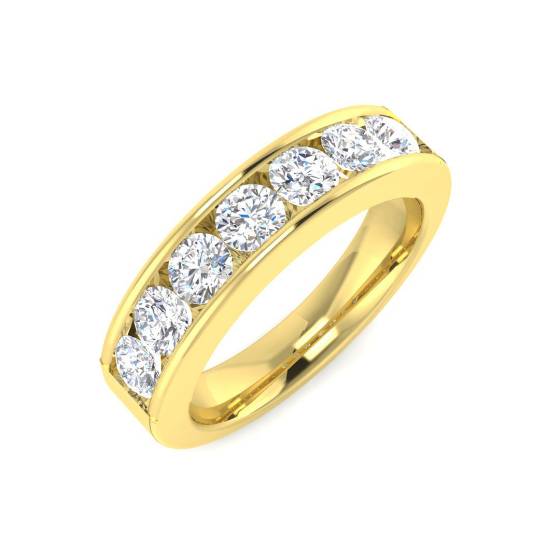 0.98ct VS/F Round cut Lab Grown Diamond Half Eternity Ring in 9k Yellow Gold