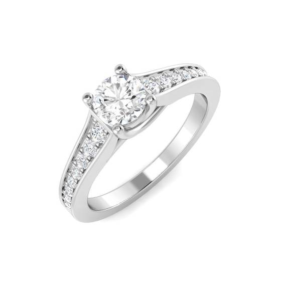 0.70ct SI1/G Round cut Diamond Engagement Ring in 18k White Gold