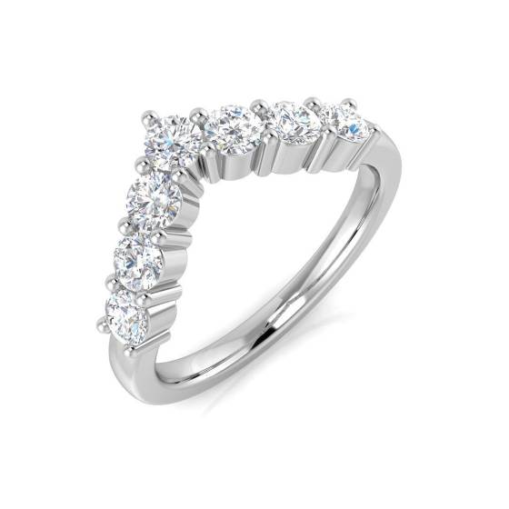 0.78ct I1/G Round cut Diamond Wishbone Ring in 9k White Gold