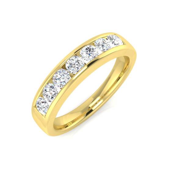 0.47ct VS/F Round cut Labgrown Diamond Half Eternity Ring in 18k Yellow Gold