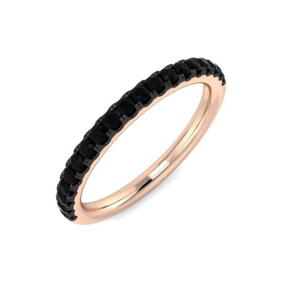 0.27ct Round cut Black Diamond Half Eternity Ring in 18k Rose Gold