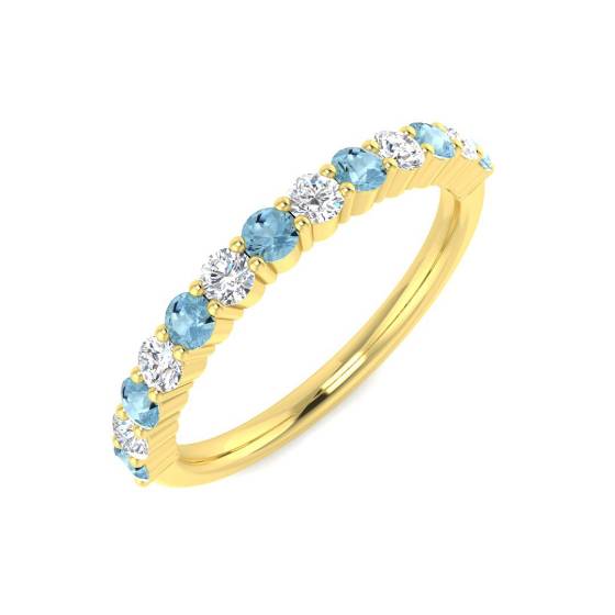 0.51ct SI2/G Round cut Aquamarine Gemstone Ring in 9k Yellow Gold