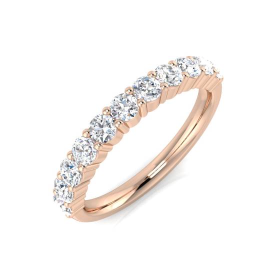 0.74ct SI1/G Round cut Diamond Half Eternity Ring in 18k Rose Gold