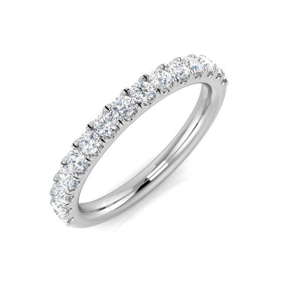 0.41ct VS/F Round cut Labgrown Diamond Half Eternity Ring in 18k White Gold