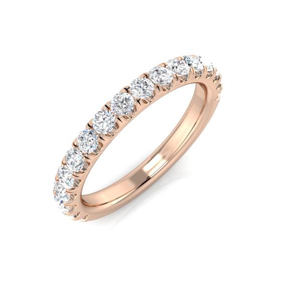 0.71ct SI1/G Round cut Diamond Half Eternity Ring in 18k Rose Gold