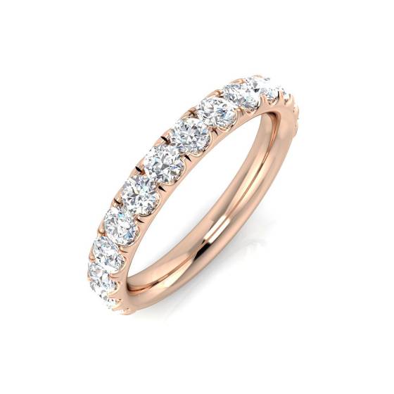 1.00ct SI1/G Round cut Diamond Half Eternity Ring in 18k Rose Gold