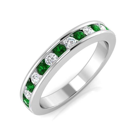 0.40ct SI2/G Round cut Green Emerald Gemstone Ring in Platinum