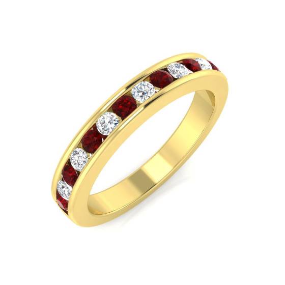 0.45ct SI2/G Round cut Ruby Gemstone Ring in 18k Yellow Gold