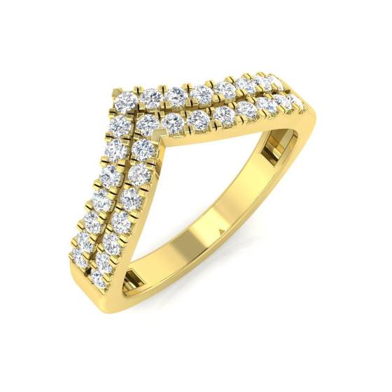 0.37ct SI1/G Round cut Diamond Wishbone Ring in 18k Yellow Gold