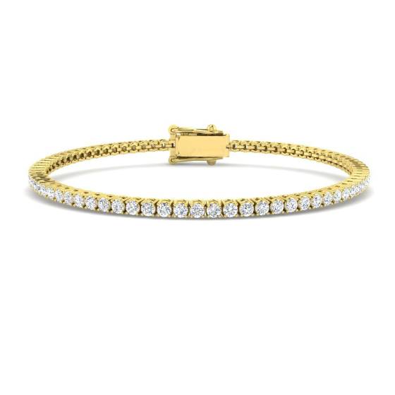 2.13ct VS/F Round cut Labgrown Diamonds Tennis Labgrown Bracelet in 9k Yellow Gold