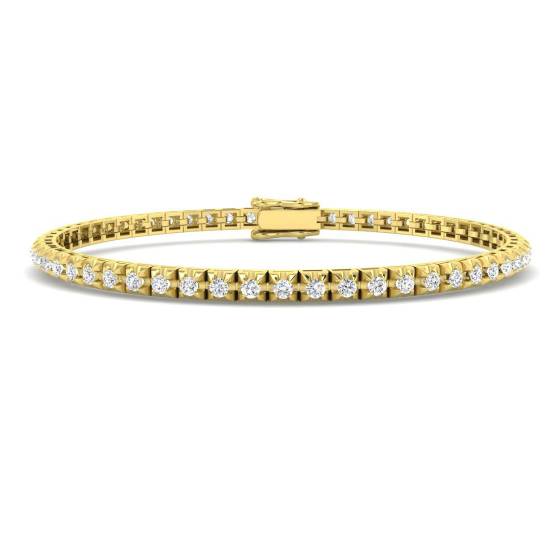 1.95ct I1/G Round cut Diamonds Tennis Bracelet in 9k Yellow Gold