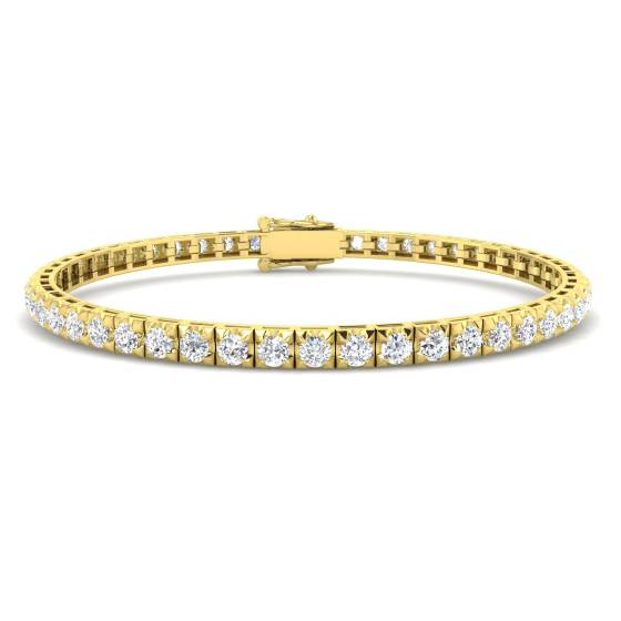 3.10ct I1/G Round cut Diamonds Tennis Bracelet in 9k Yellow Gold