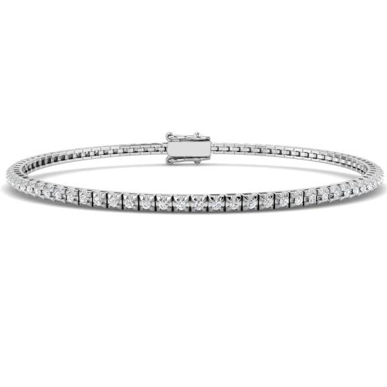 0.96ct SI2/G Round cut Diamonds Tennis Bracelet in 9k White Gold