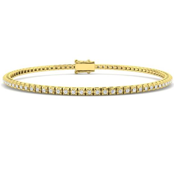 0.96ct SI2/G Round cut Diamonds Tennis Bracelet in 18k Yellow Gold