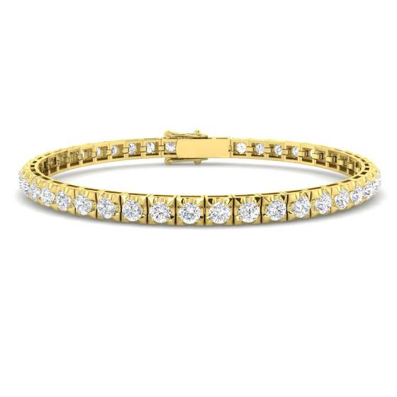 5.00ct SI2/G Round cut Diamonds Tennis Bracelet in 18k Yellow Gold