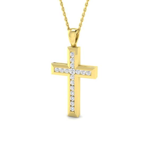 0.23ct I1/G Round cut Diamonds Cross Pendant in 9k Yellow Gold