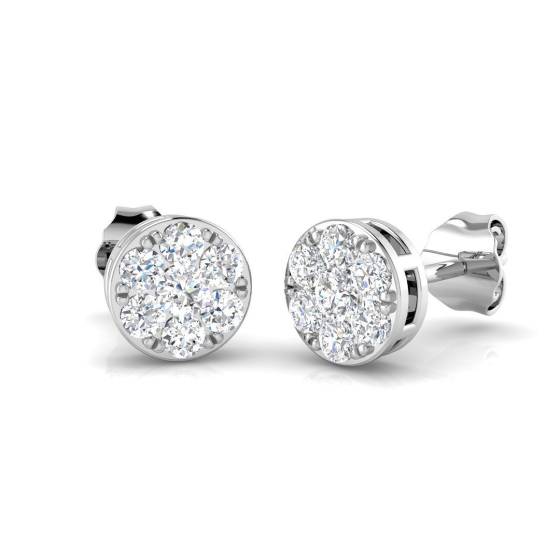 0.50ct SI1/G Round cut Diamond Cluster Earrings in 9k White Gold