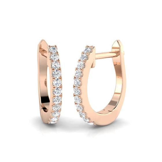 0.14ct SI2/G Round cut Diamond Hoop Earrings in 18k Rose Gold