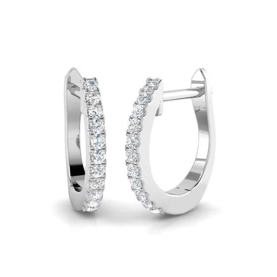 0.14ct SI2/G Round cut Diamond Hoop Earrings in 18k White Gold