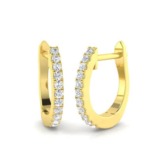 0.14ct SI2/G Round cut Diamond Hoop Earrings in 18k Yellow Gold