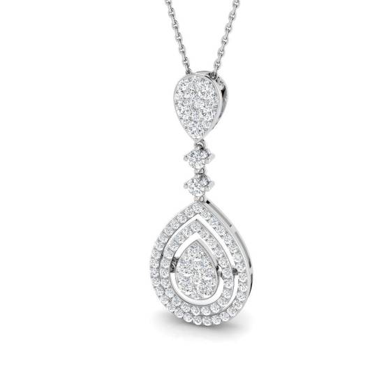 0.93ct SI1/G Round cut Diamond Cluster Pendant in 18k White Gold