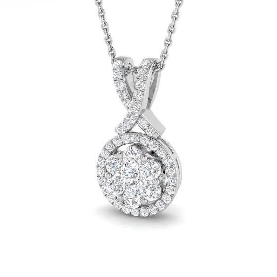 0.62ct SI2/G Round cut Diamond Drop Pendant in 9k White Gold