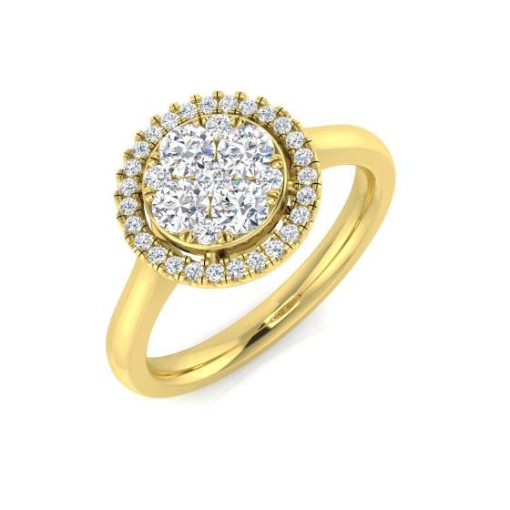 0.53ct SI1/G Round cut Diamond Cluster Ring in 18k Yellow Gold