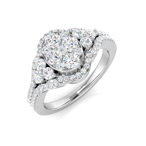 0.78ct SI2/G Round cut Diamond Cluster Ring in 9k White Gold