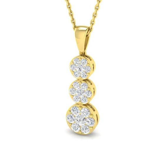 0.48ct I1/G Round cut Diamond Cluster Pendant in 9k Yellow Gold