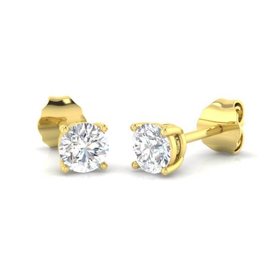 0.5ct VS/F Round cut Lab Grown Diamond Stud Earrings in 9k Yellow Gold