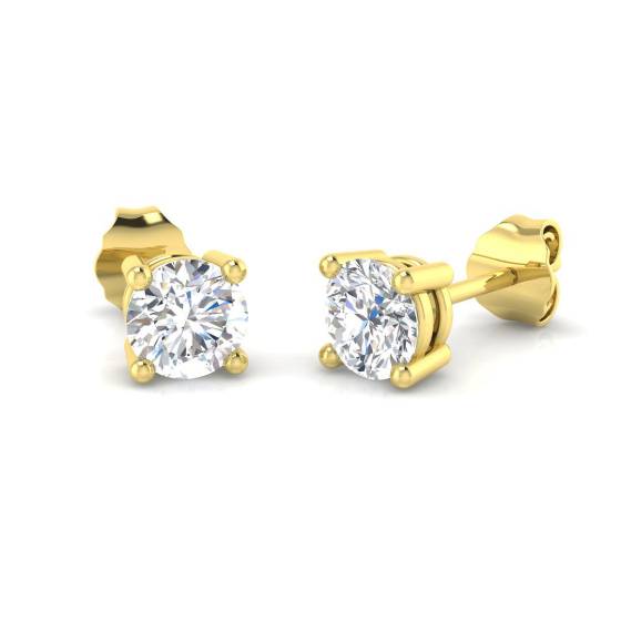 1.05ct VS/F Round cut Lab Grown Diamond Stud Earrings in 9k Yellow Gold