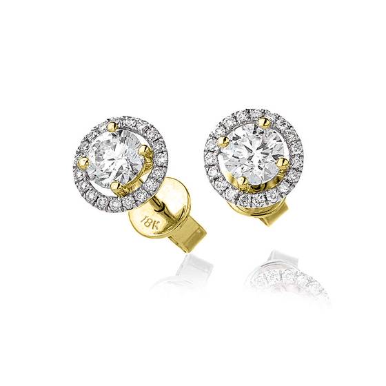 1.20ct SI/F-G Unique Round Diamond Halo Earrings