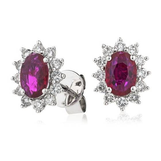 1.60ct VS/F-G Ruby and Diamond Earrings