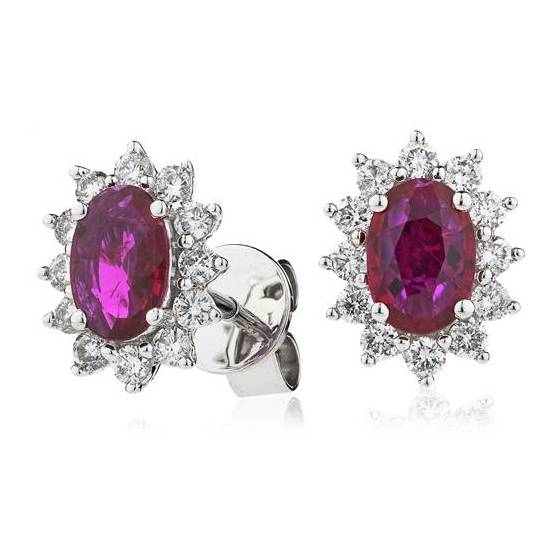 1.20ct VS/E-F Oval Ruby and Diamond Earrings