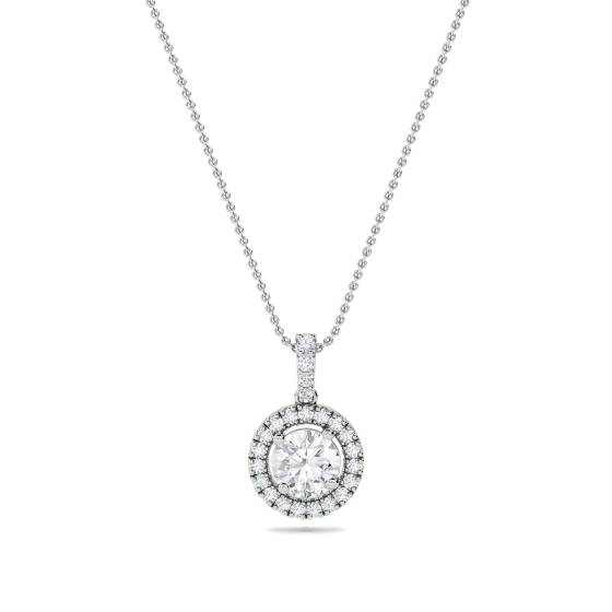 0.85ct SI/F-G Round Diamond Single Halo Pendant