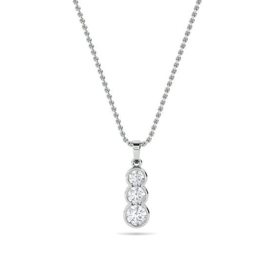 0.55ct VS/F-G Elegant Round Diamond Trilogy Pendant