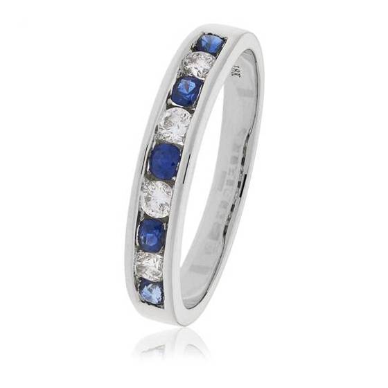 1.15ct VS/E-F 1.15ct Blue Sapphire and Diamond Eternity Ring