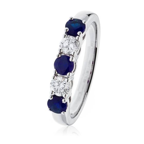 1.20ct VS/F-G Round Blue Sapphire and Diamond Eternity Ring